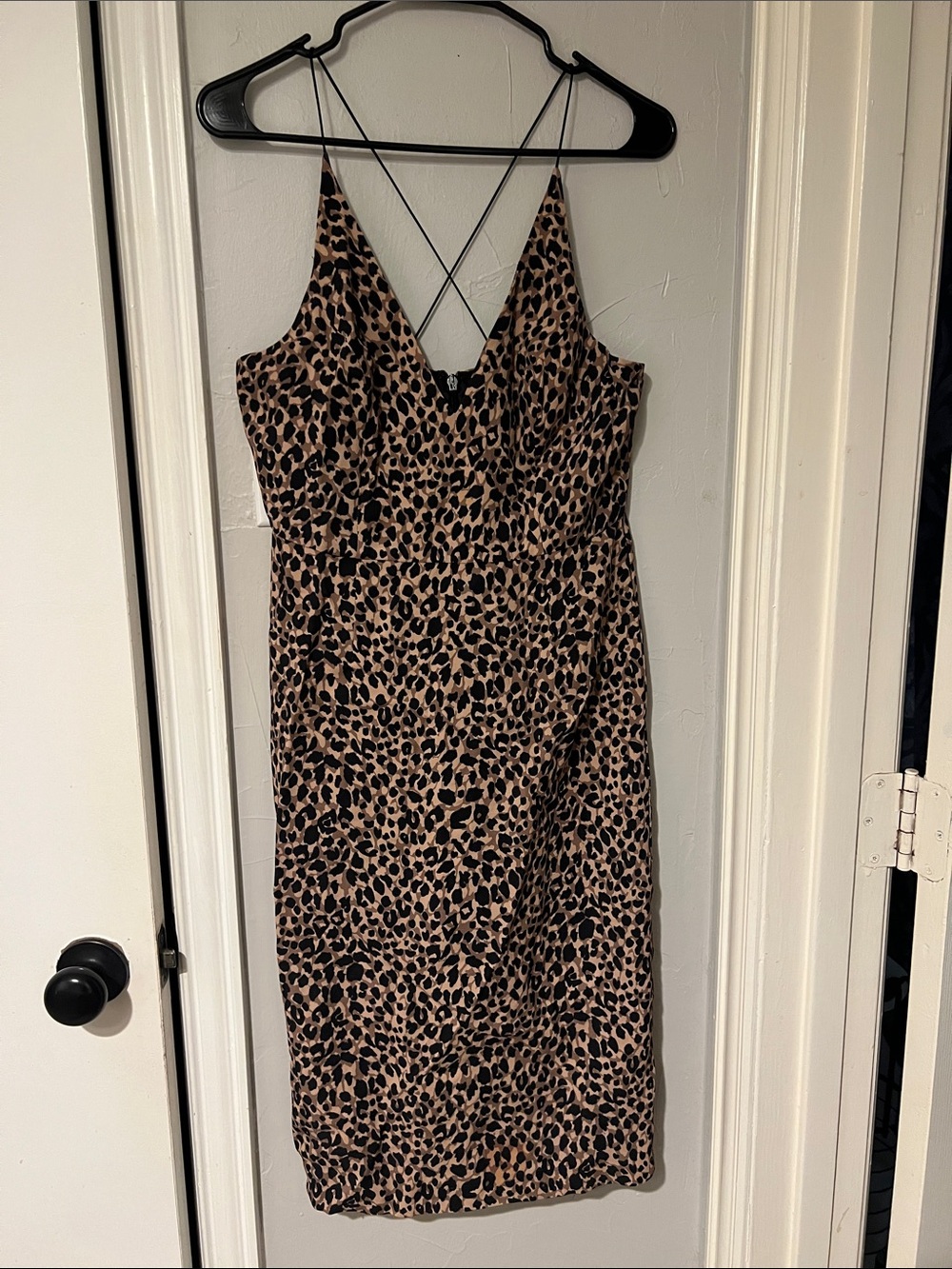 Topshop Leopard-Print Midi Slip Dress in Brown and Black